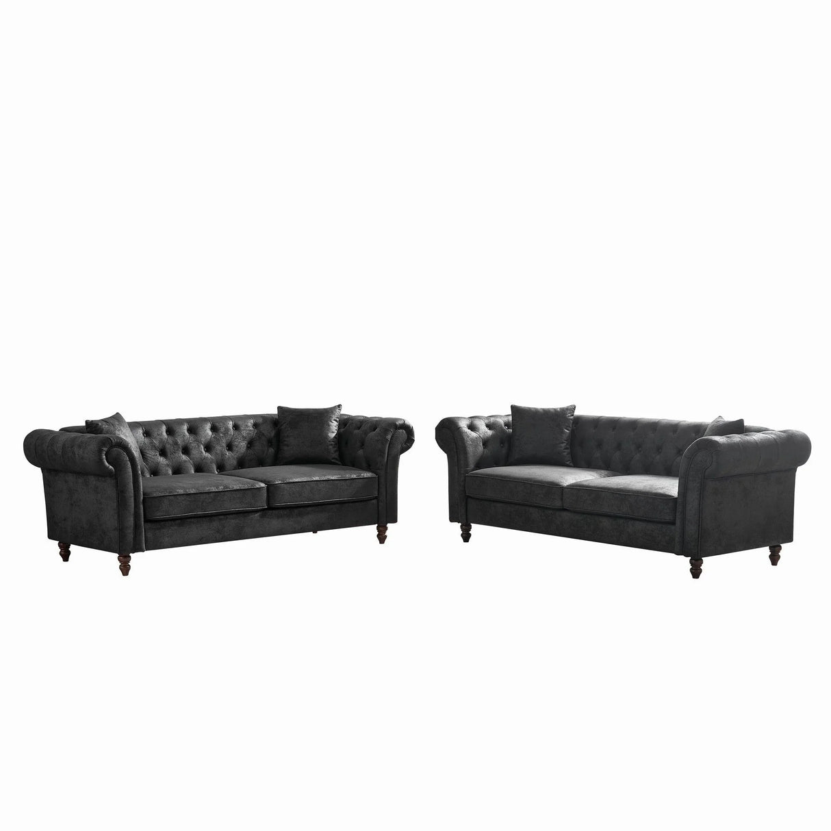 Chesterfield 3 And 3 Seater Sofa Set High Tech Fabric Roll Armrest Upholstered Couch - Furniture Home Direct