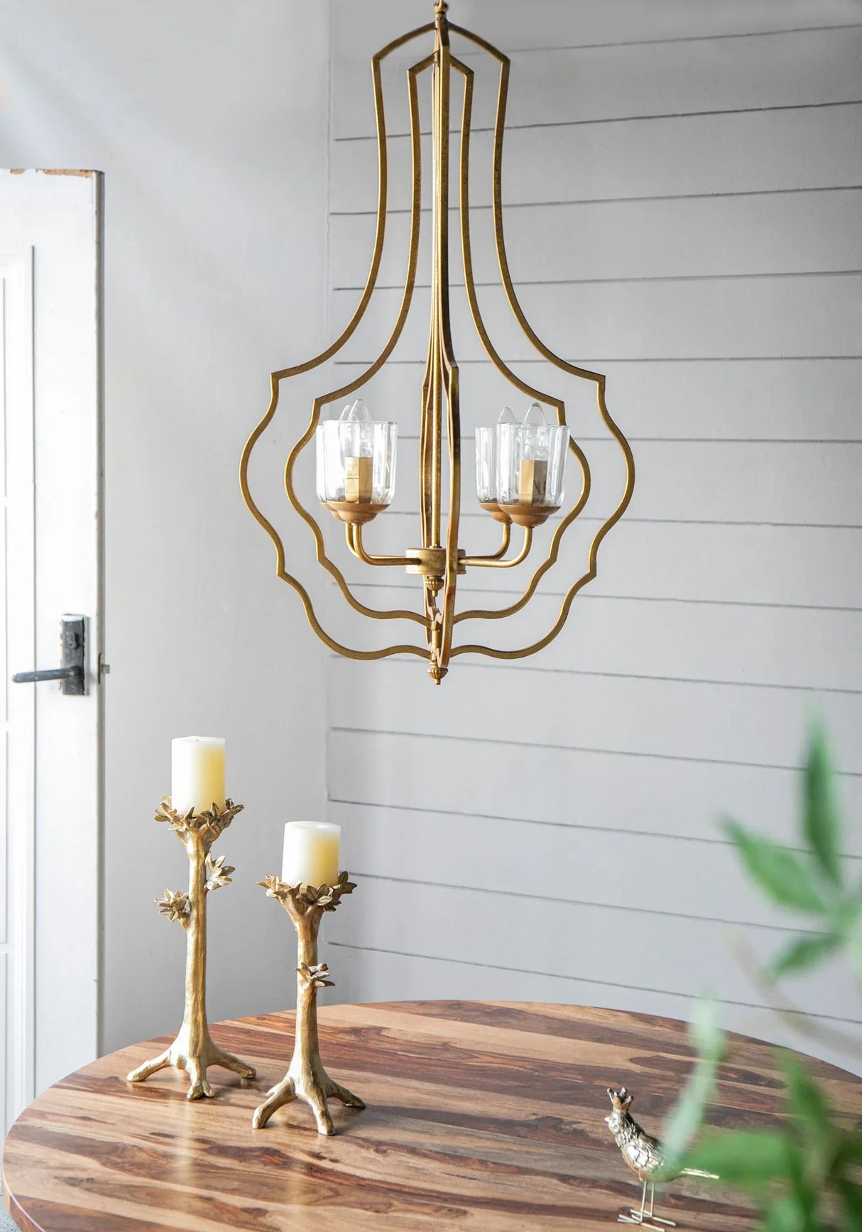 4 Light Metal Chandelier, Hanging Light Fixture With Adjustable Chain For Kitchen, Bulb Not Included - Gold - Furniture Home Direct
