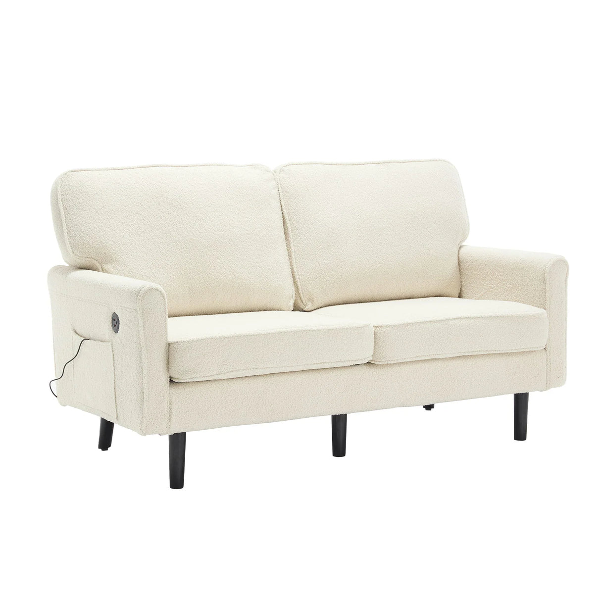 Mid Century Modern Loveseat Sofa With USB Ports, Removable Pillow Cover - Furniture Home Direct