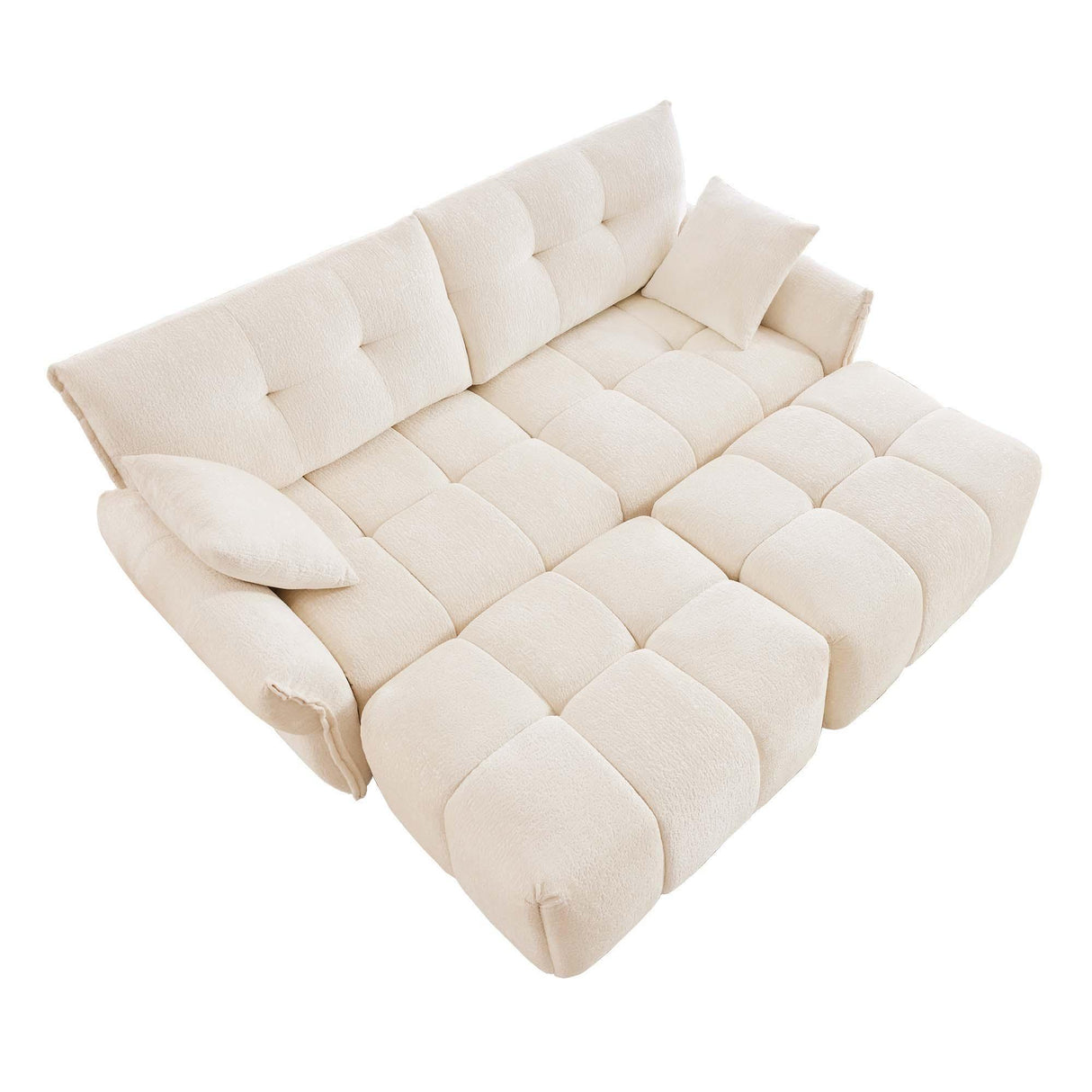 Sofa Set With Ottoman And Pillows, Textured, High Resilience Cushions - Furniture Home Direct