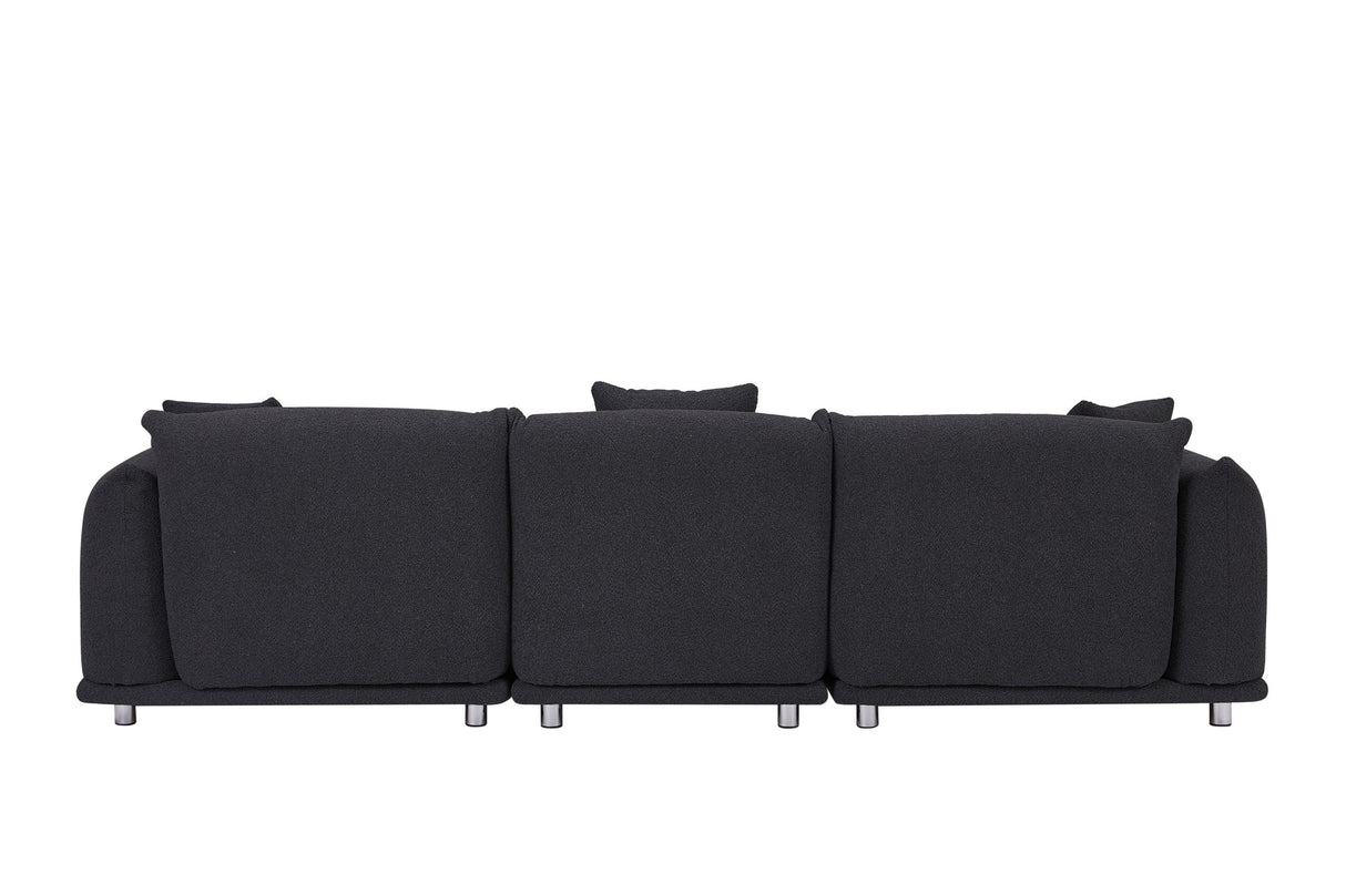 Sherpa Sofa With Metal Legs and 3 Pillows - Furniture Home Direct