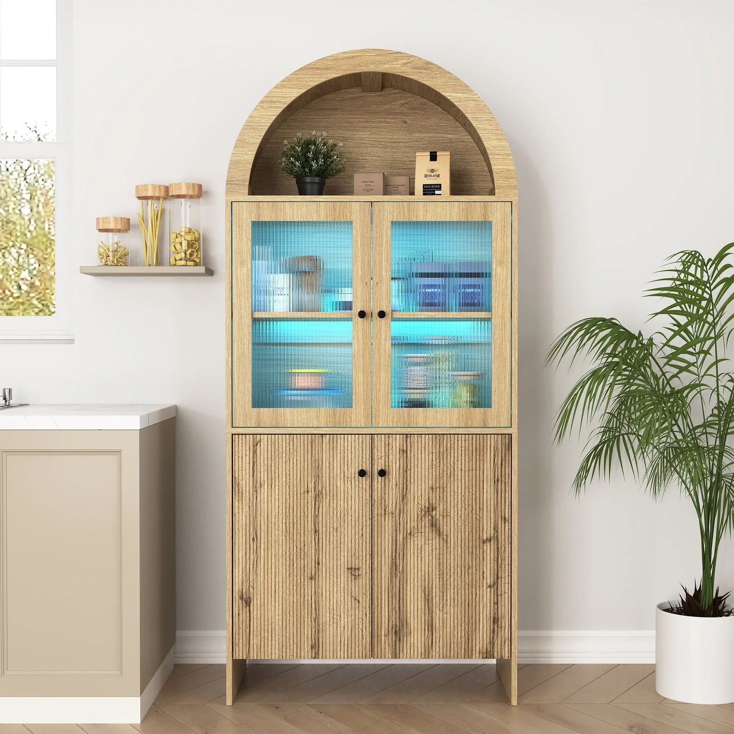 Modern Tech Inspired Dome Cabinet With LED Lighting - Furniture Home Direct