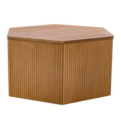 Hexagon Coffee Table With Fluted Design - Natural - Furniture Home Direct