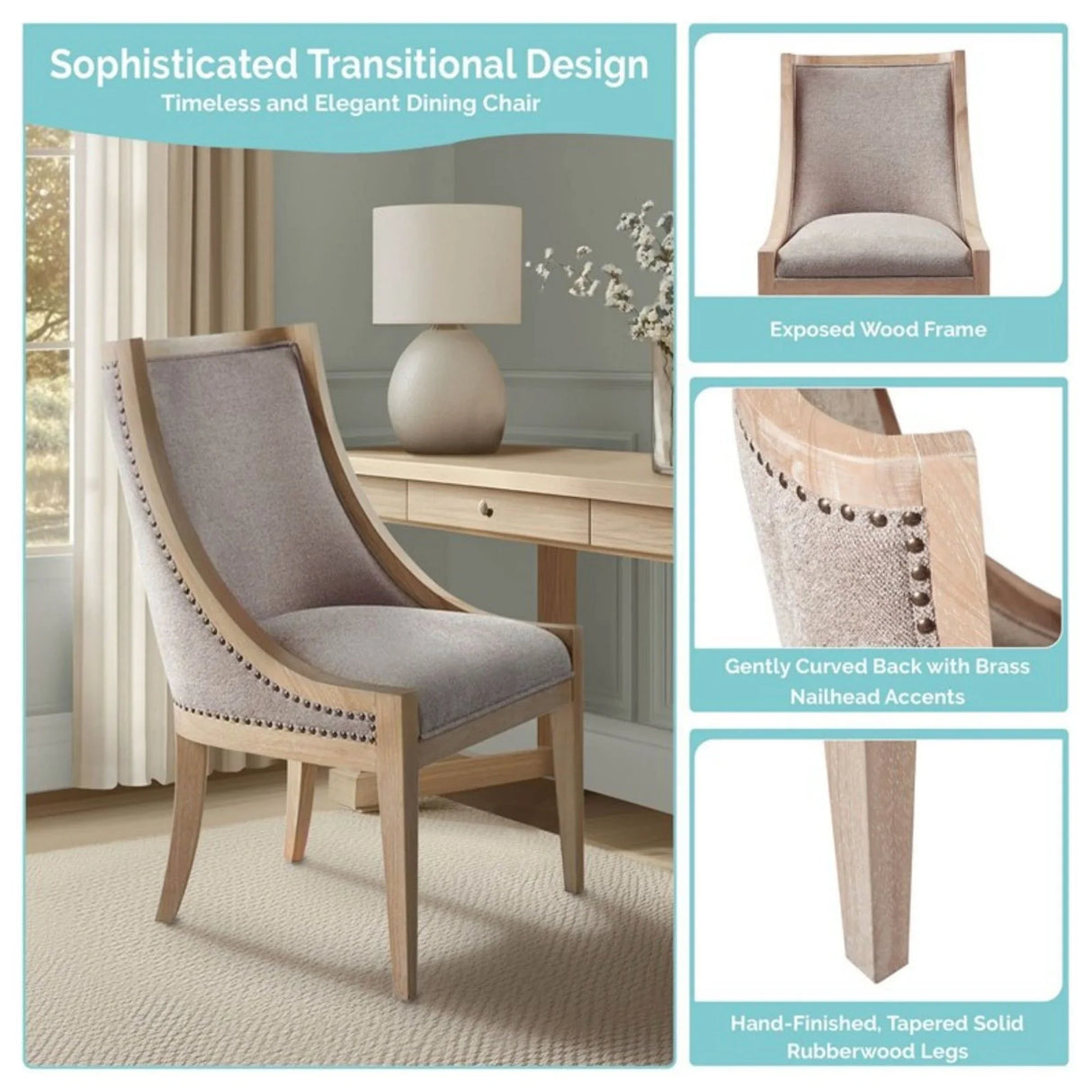 Upholstered Dining Chair With Nailhead Trim - Furniture Home Direct