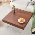 Faux Walnut Square Coffee Table with Tempered Glass Legs - Furniture Home Direct
