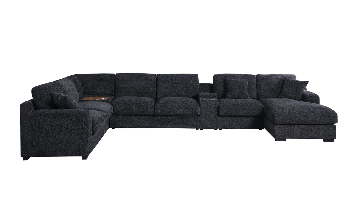 Celine - Chenille Fabric Corner Sectional Sofa With Right-Facing Chaise, Cupholders, And Charging Ports - Furniture Home Direct