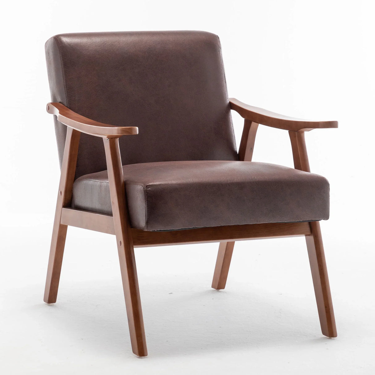 Mid Century Modern Accent Chair With Solid Wood Frame And Extra Thick Backrest - Furniture Home Direct