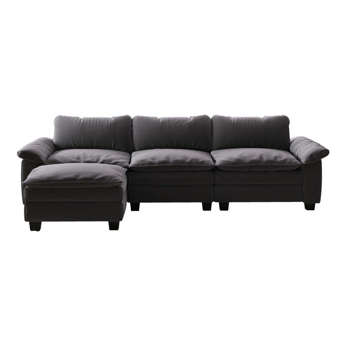 Sectional Sofa with Chaise Velvet Upholstery Premium Grey - Furniture Home Direct