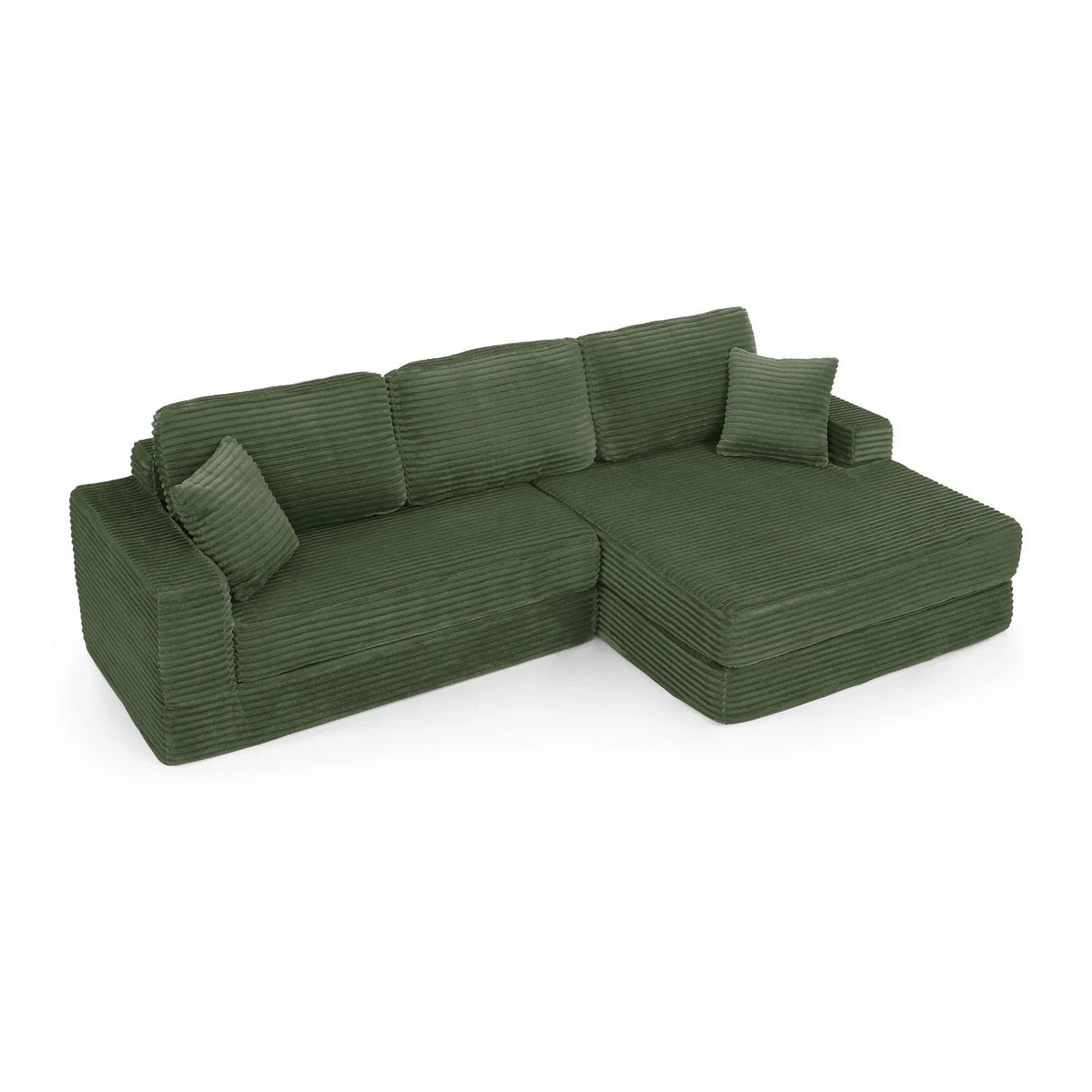Modern Minimalist L Shape Modular Sectional Sofa, Corduroy Couch - Furniture Home Direct