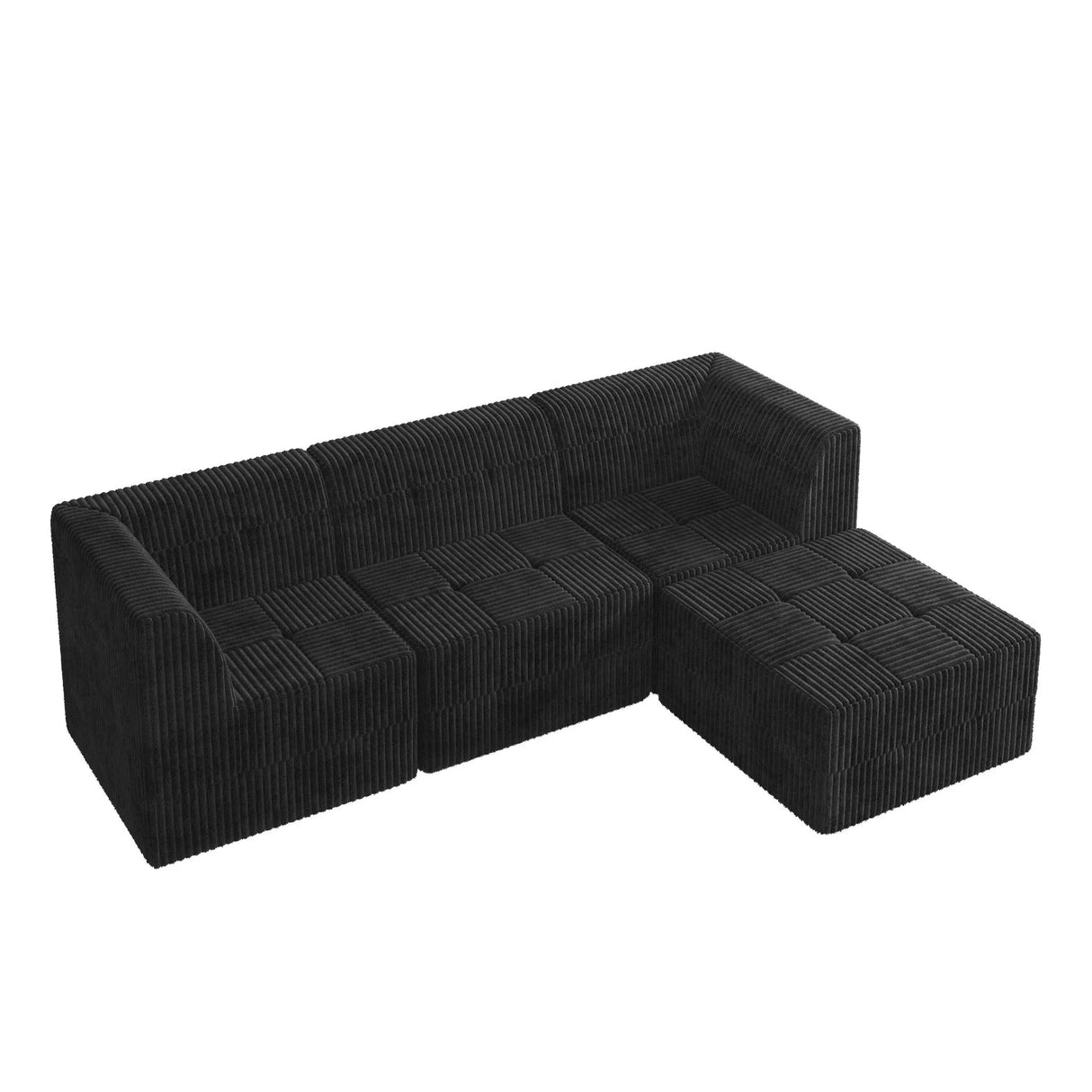 Modern Minimalist L Shape Modular Sectional Sofa, Sleeper Corduroy Couch - Furniture Home Direct