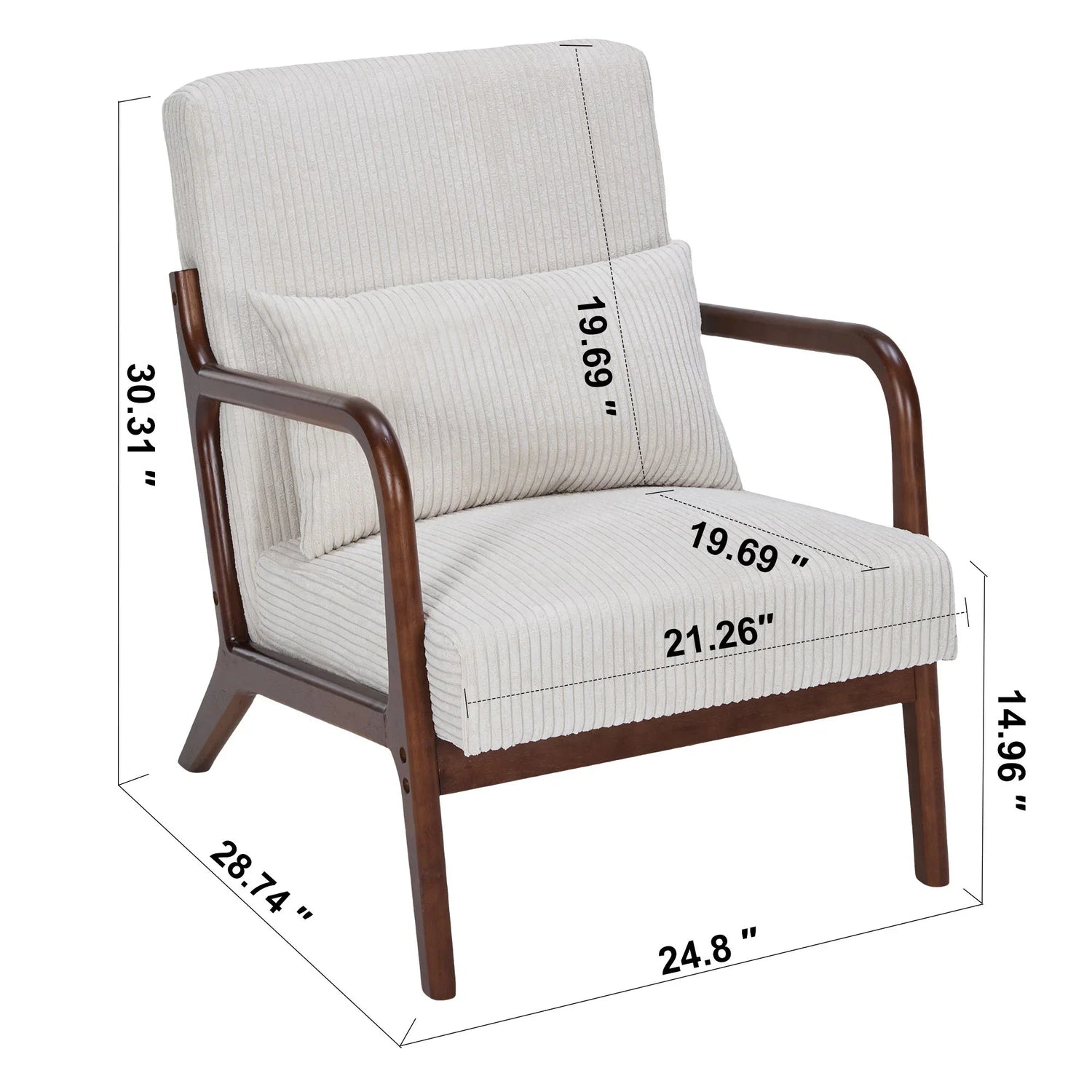 Accent Chair With Pillow And Wood Frame - Furniture Home Direct
