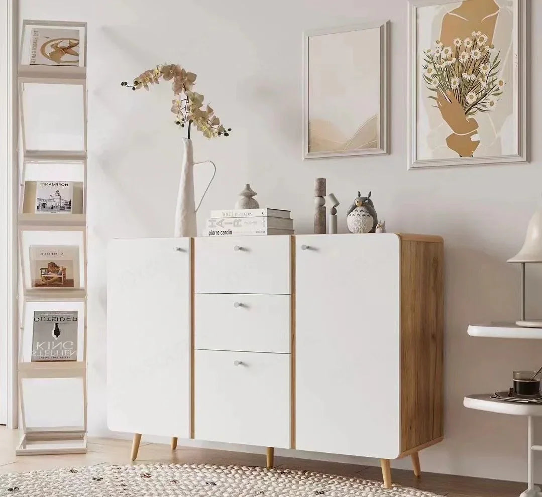 Cabinet With 3 Drawers, 2 Doors With Adjustable Shelves - White - Furniture Home Direct