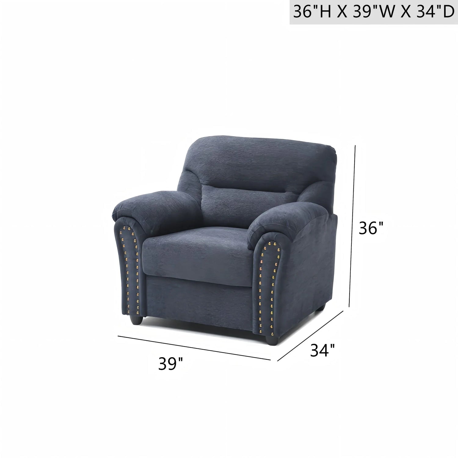 Hamilton - Chair With Hand Applied Nailhead Trim And Pillow Top Arm Cushions - Furniture Home Direct