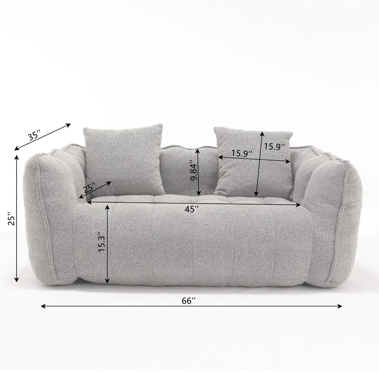 Cozy Beanbag Chair With High Resilience Foam Core For 2 - Furniture Home Direct