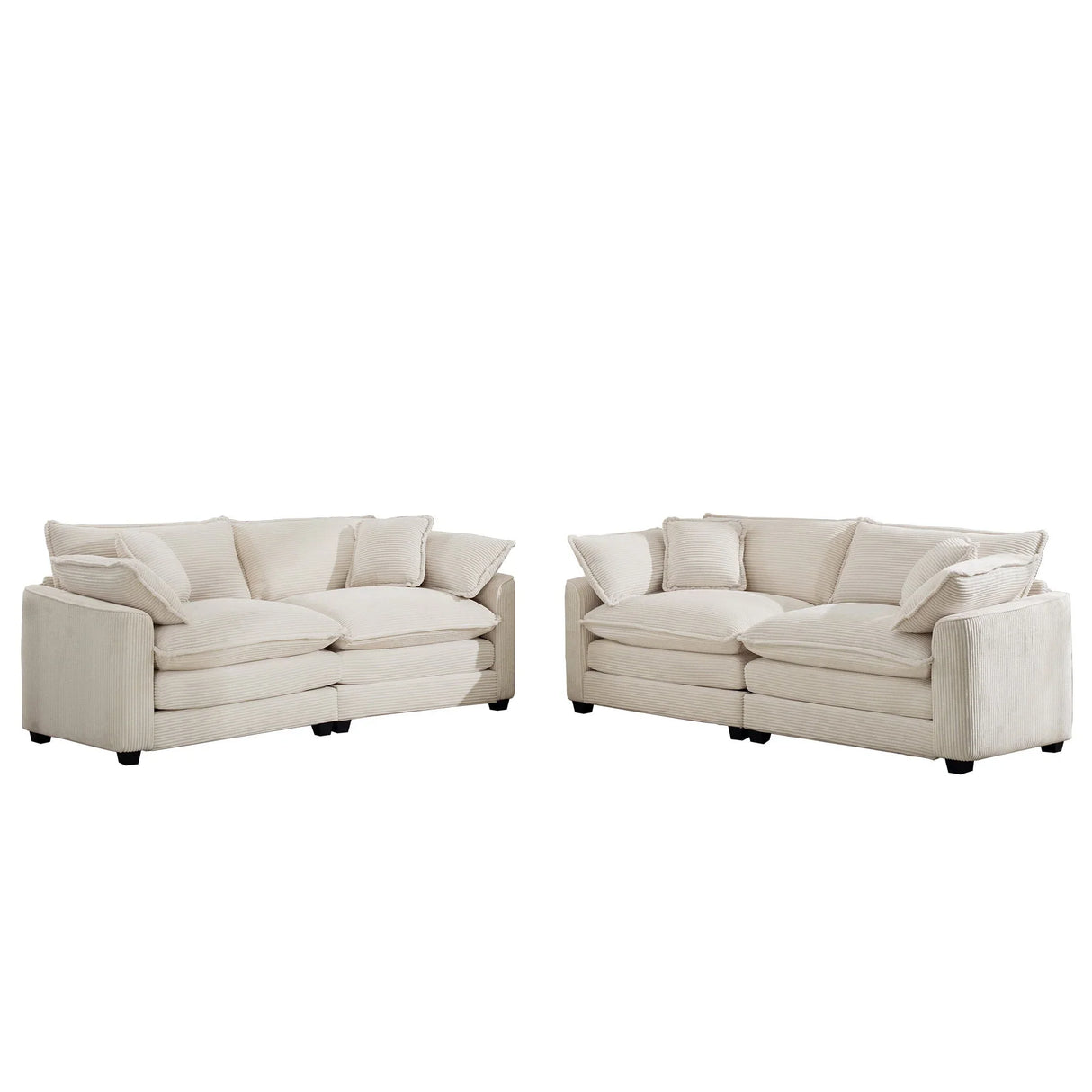 Elegant Corduroy Oversized Sectional Sofa Set With Deep Seats And Flexible Layout - Furniture Home Direct