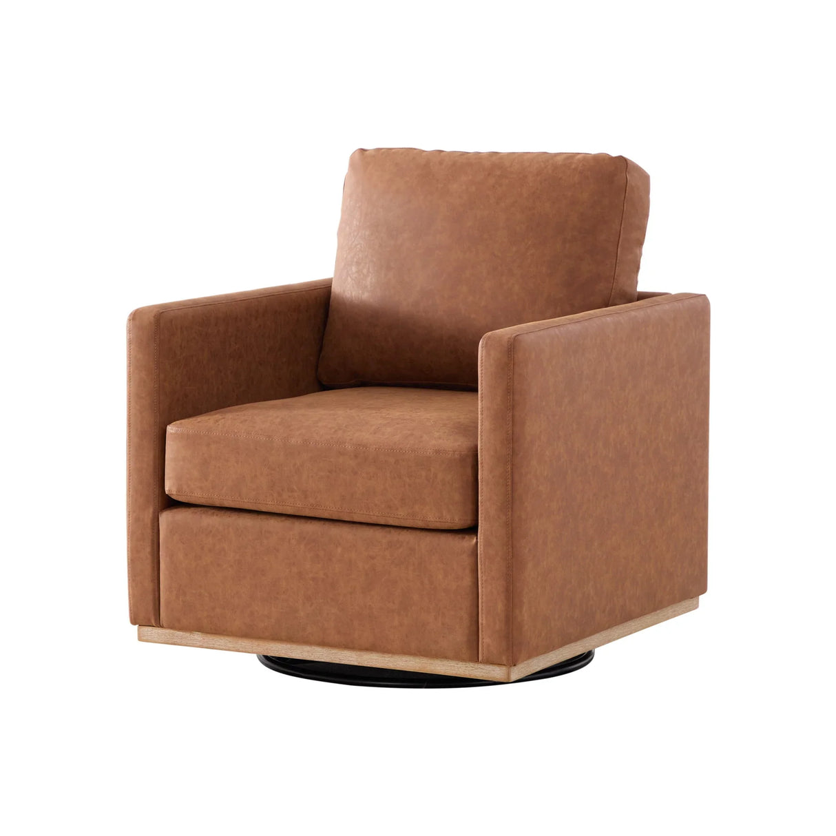 Modern Upholstered Square Swivel Accent Chair With 360 Degree Rotation - Furniture Home Direct