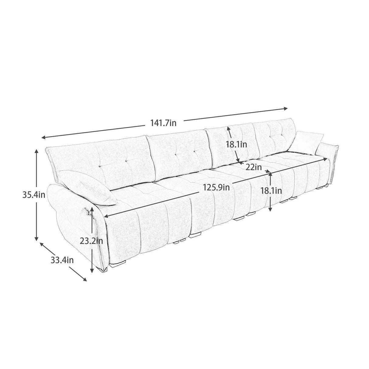 Modern Sofa & Pillows, Textured Cover, High Rebound Cushions - Furniture Home Direct