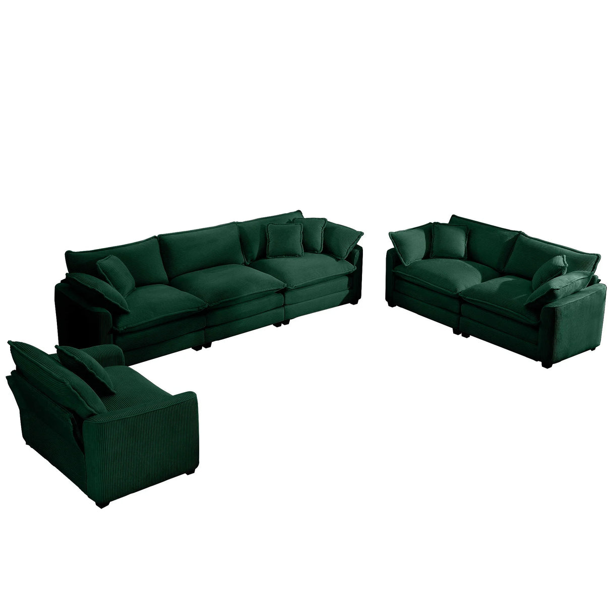 Elegant Corduroy Oversized Sectional Sofa Set With Deep Seats And Flexible Layout - Furniture Home Direct