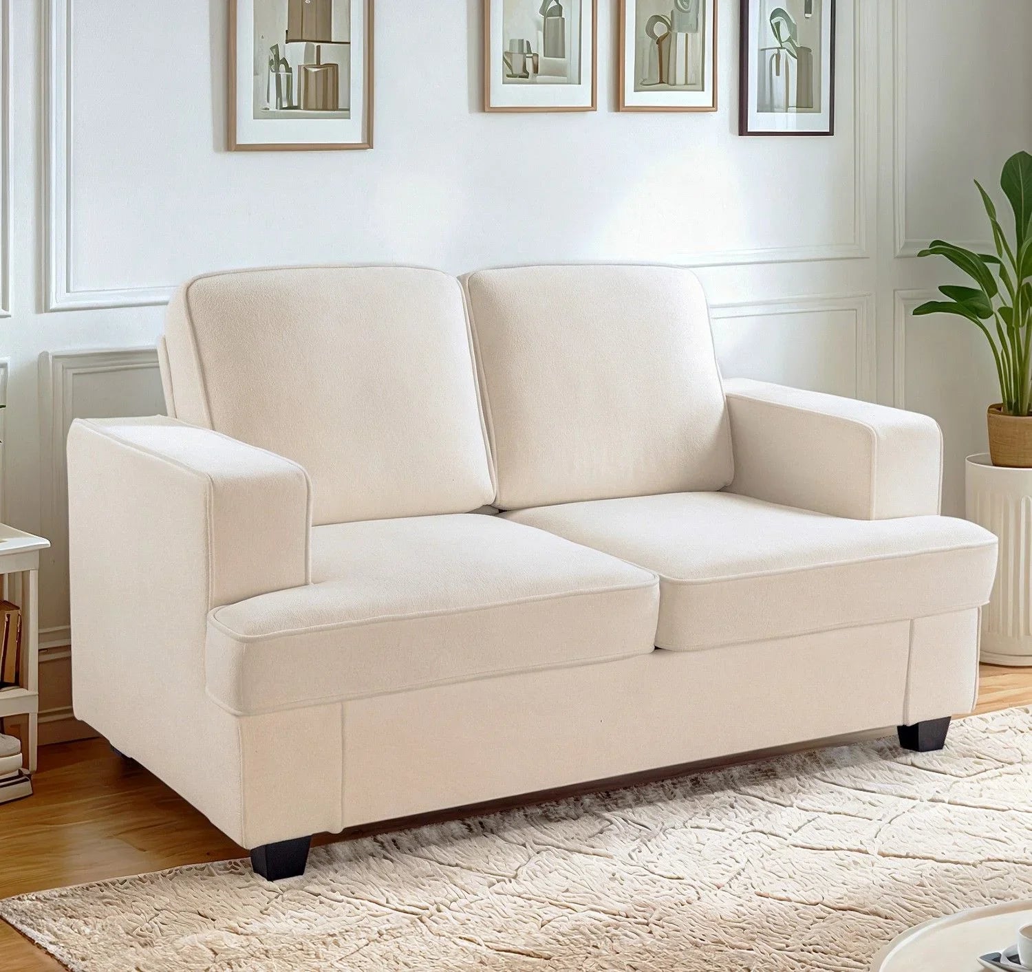 Modern Loveseat, Comfortable 2 Seater Couch With Deep Seating, Loose Back Cushions, Wide Arms - Furniture Home Direct