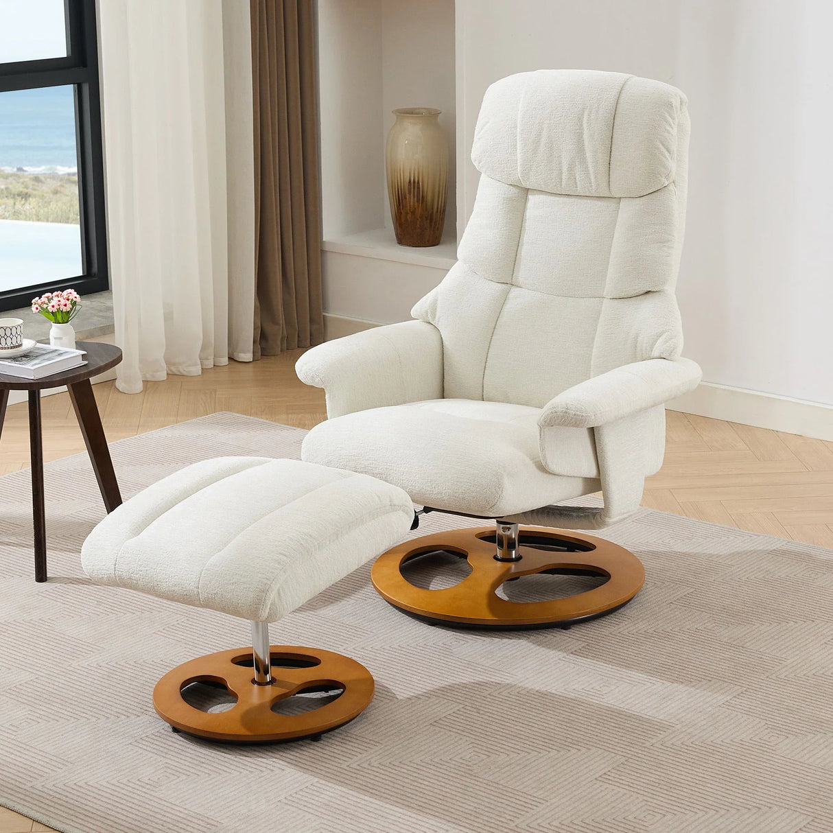 Ergonomic Recliner Chair With Ottoman, Modern 360° Swivel With Footstool - Furniture Home Direct