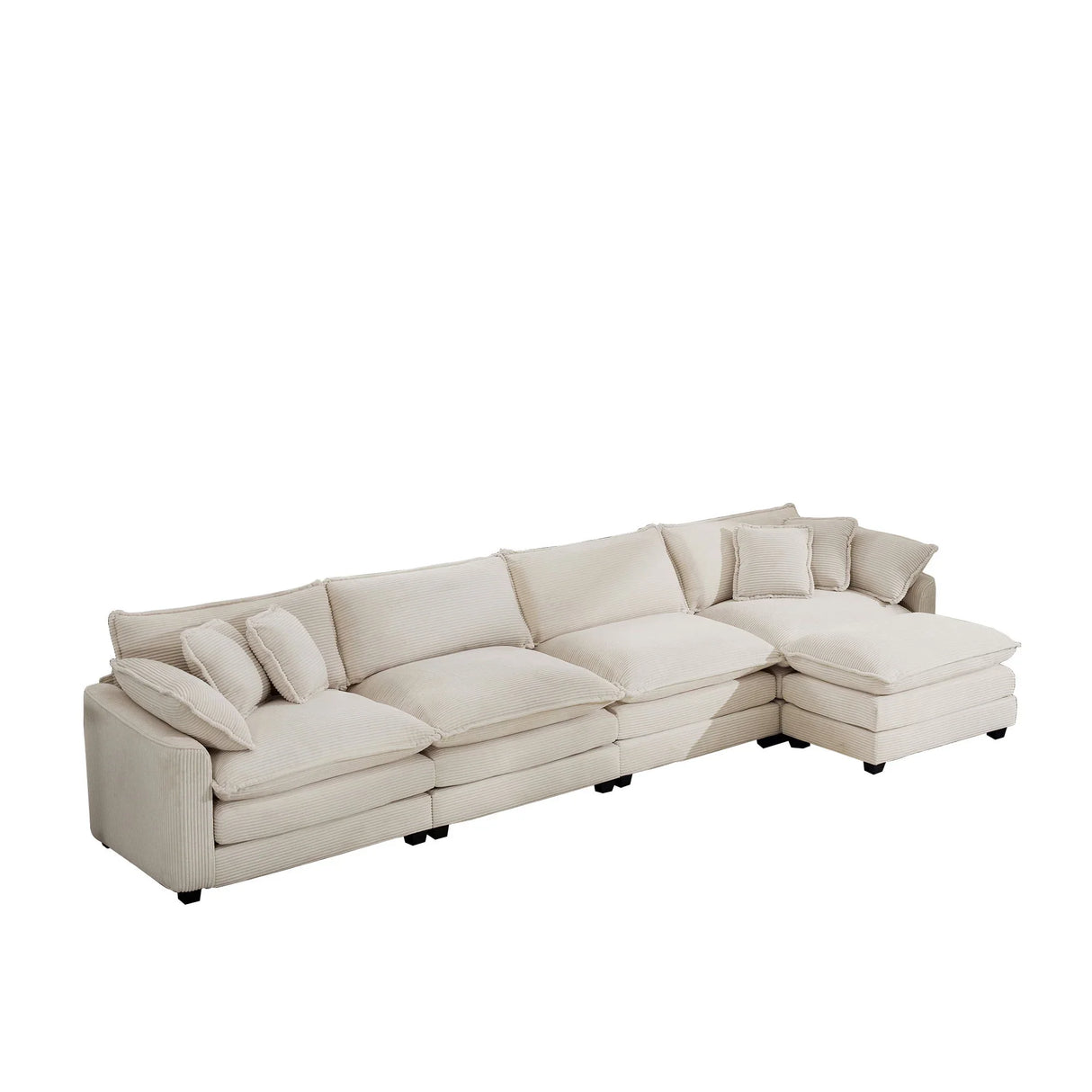 Modern Oversized Modular Cushion Sofa With Ottoman, Low Back, Deep Seating Sofa Set - Furniture Home Direct