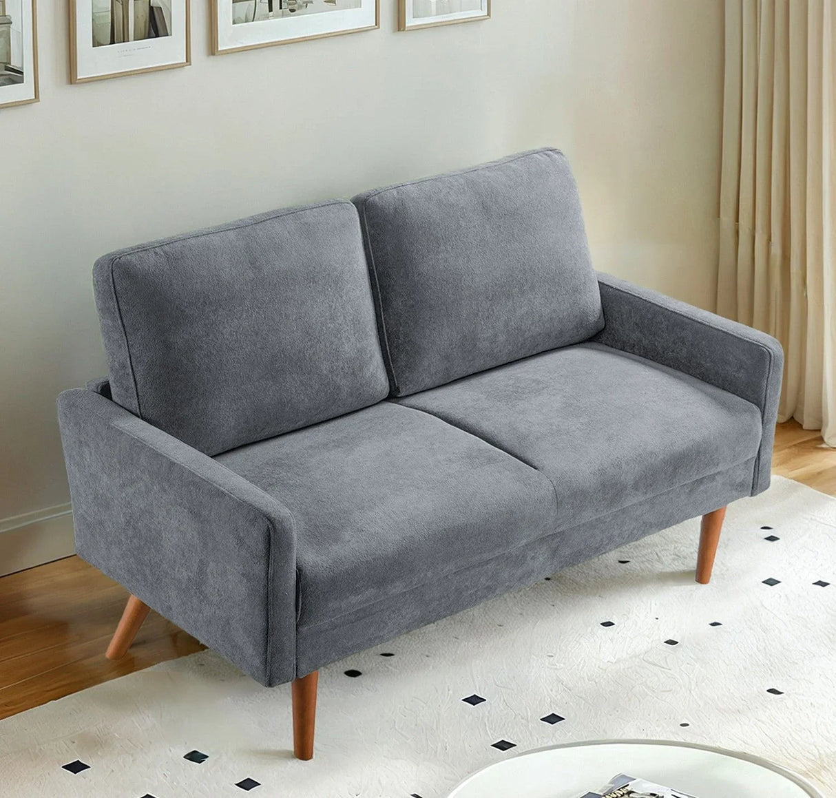 Loveseat Sofa, European Style With Sleek Design, Modern & Vintage Flair, Upholstered 2 Seater Couch - Furniture Home Direct