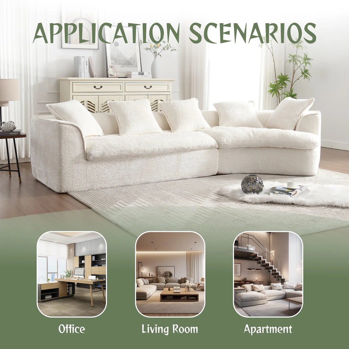 Sectional Sofa Chenille With Plush Soft Cushions Beige - Furniture Home Direct