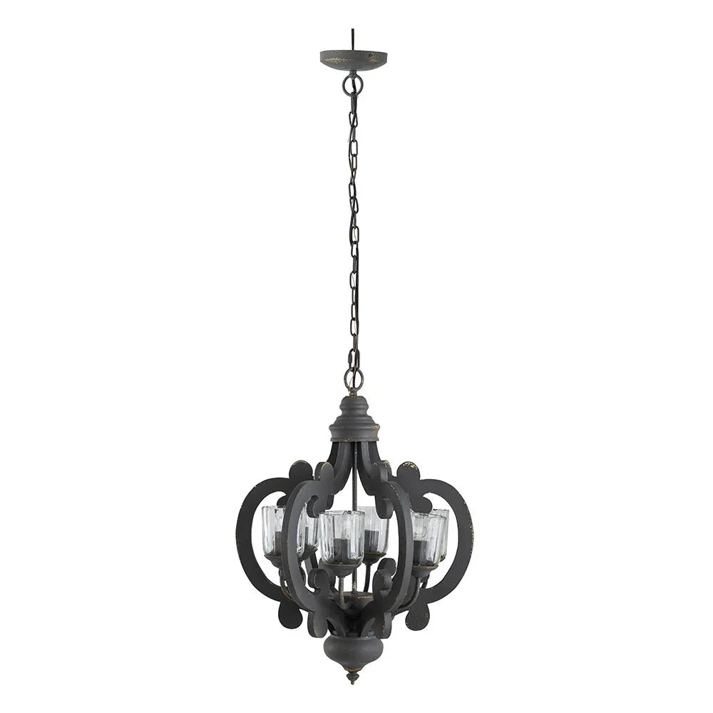 Farmhouse Chandelier, 6 Light Wood Chandelier Pendant Light Fixture With Adjustable Chain For Dining Room Living Room Entryway, Bulb Not Included - Furniture Home Direct