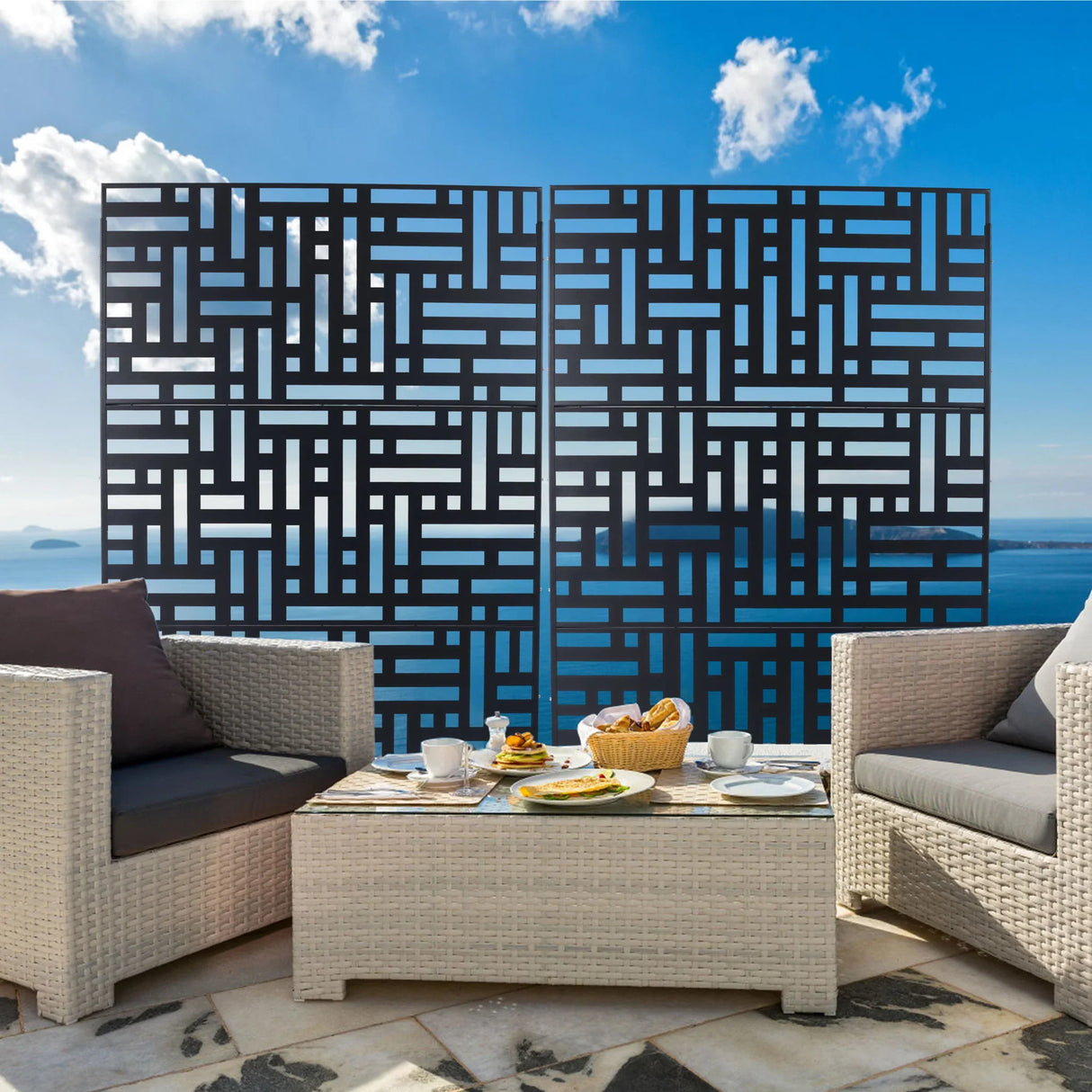 Decorative Freestanding Metal Privacy Screen For Indoor & Outdoor Use - Furniture Home Direct