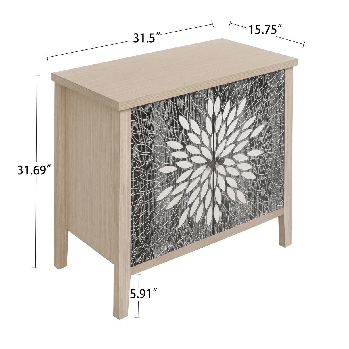 2 Door Carved Storage Cabinet With Adjustable Shelf, Accent Furniture - Furniture Home Direct