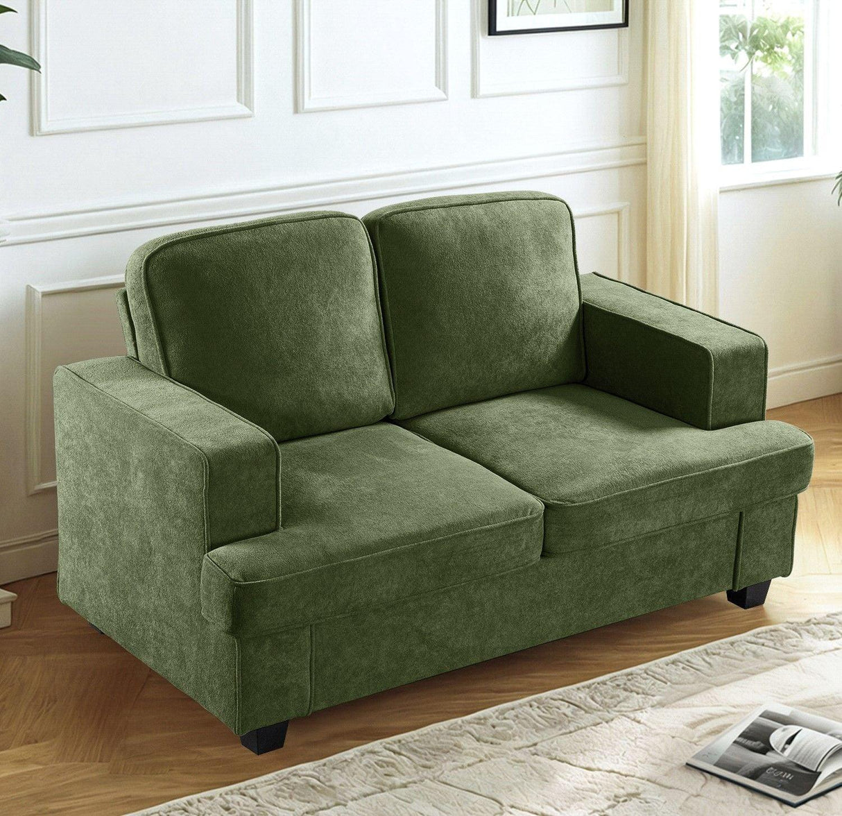 Modern Loveseat, Comfortable 2 Seater Couch With Deep Seating, Loose Back Cushions, Wide Arms - Furniture Home Direct