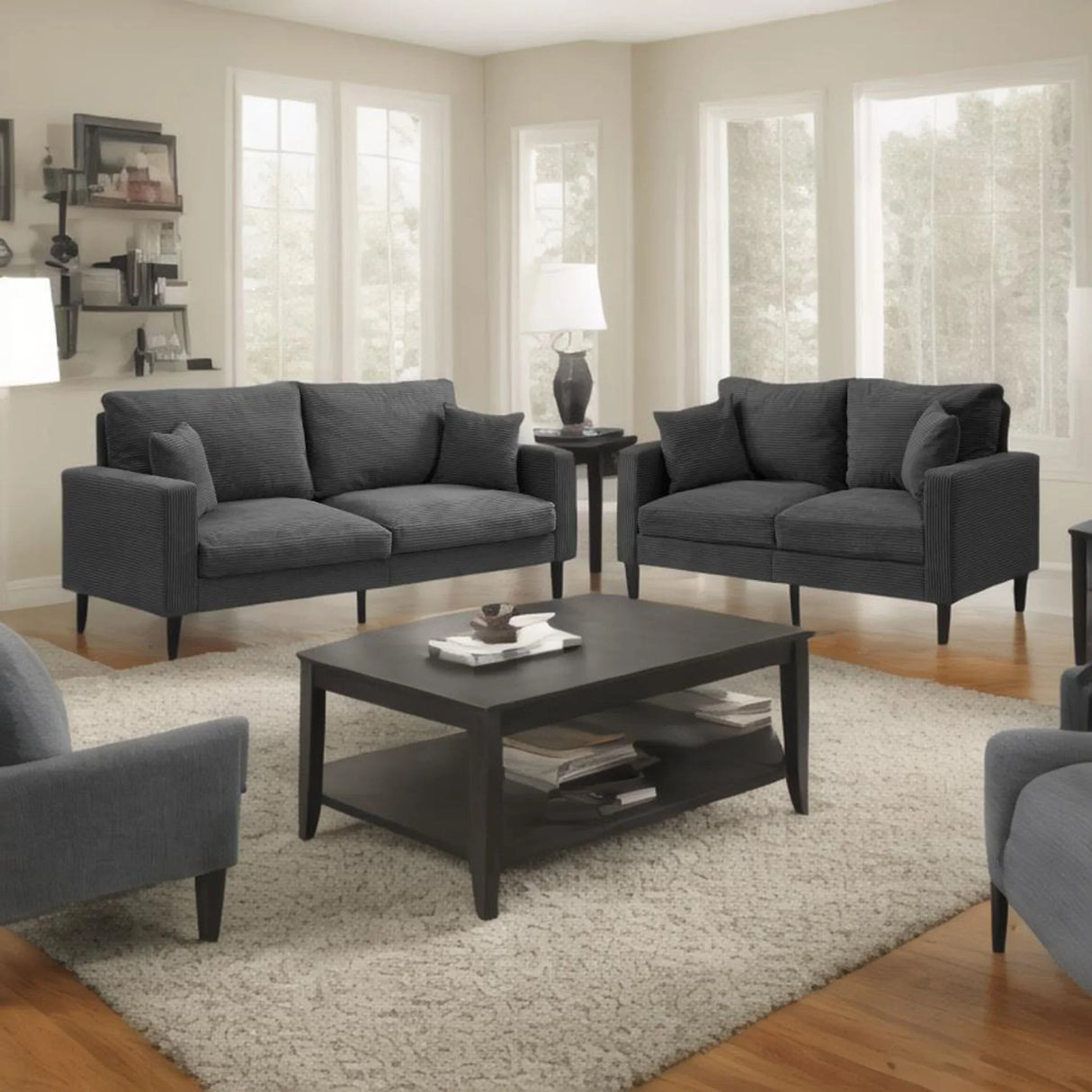 Modern Upholstered 2 Piece Sofa Set With 3 Seater And 2 Seater - Furniture Home Direct