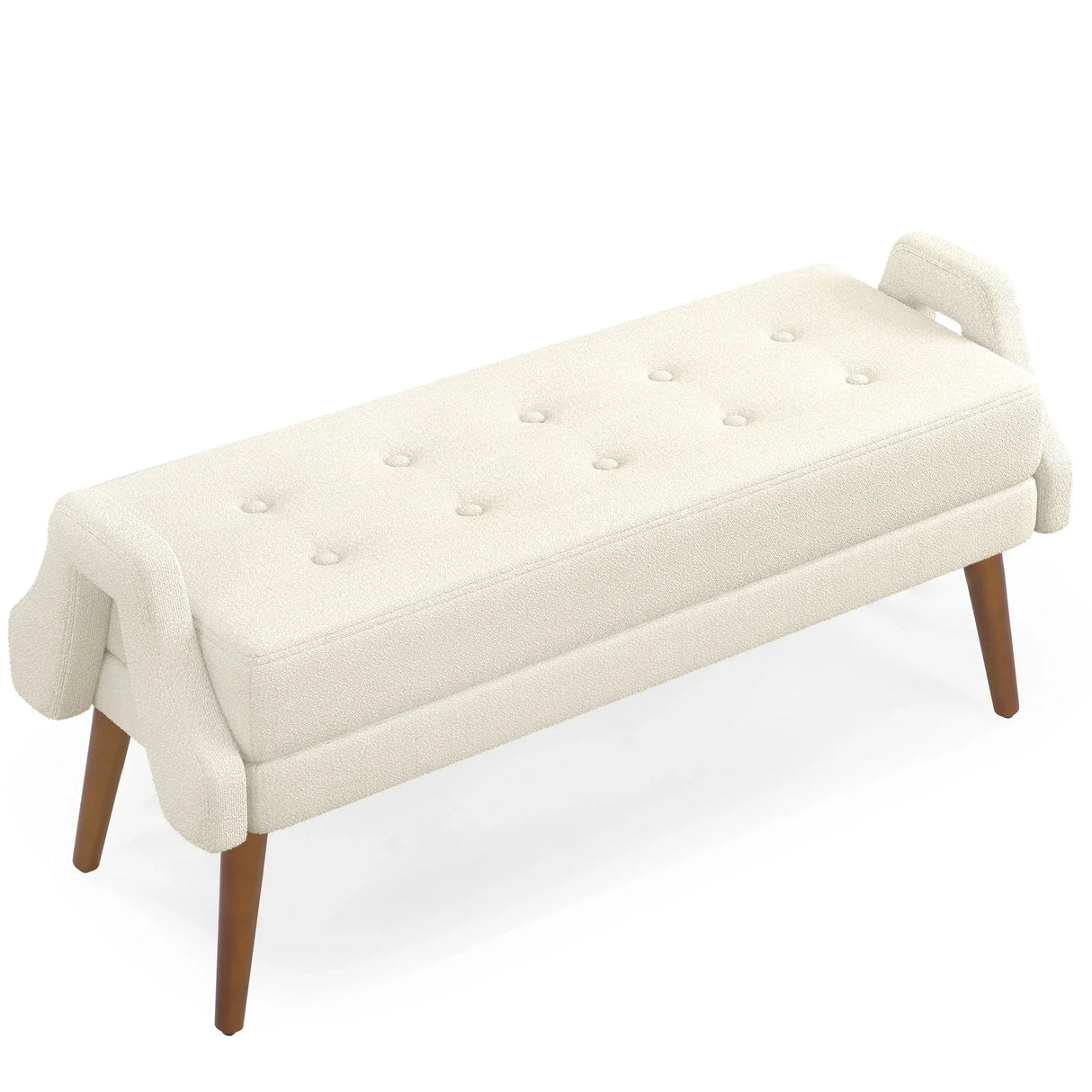 Modern Living Room Bench With Looped Yarn Fabric And Rubber Wooden Legs - Furniture Home Direct