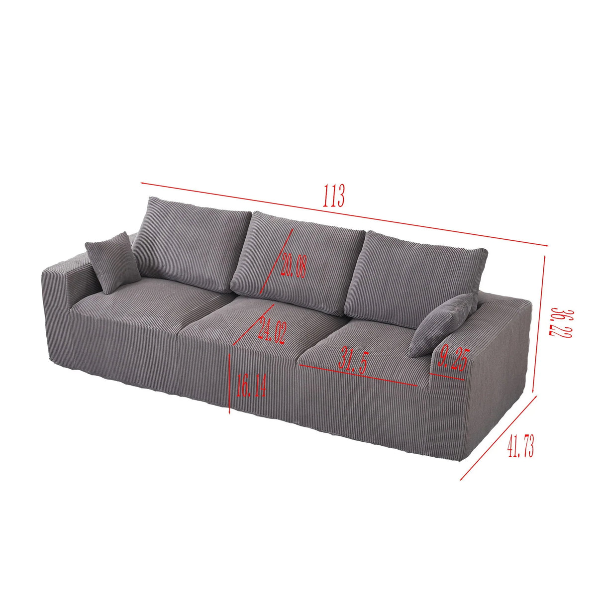 Modular Sectional Sofa With Extra Wide Cushion, USB / Type C Charger, Petal Armrest - Furniture Home Direct