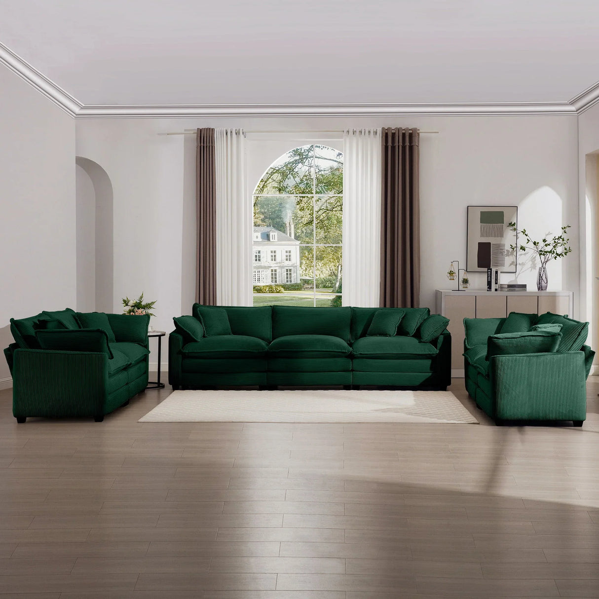 Elegant Corduroy Oversized Sectional Sofa Set With Deep Seats And Flexible Layout - Furniture Home Direct