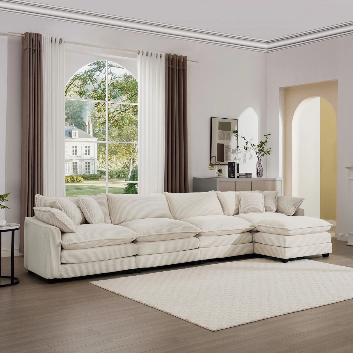 Modern Oversized Modular Cushion Sofa With Ottoman, Low Back, Deep Seating Sofa Set - Furniture Home Direct