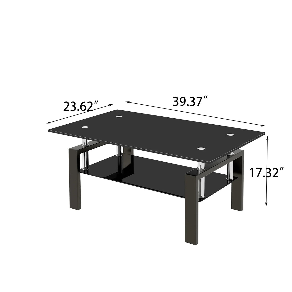 Tempered Glass Table With Storage - Furniture Home Direct