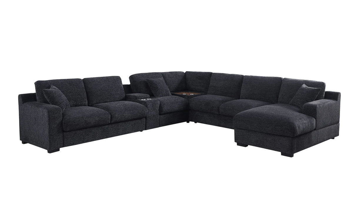Celine - Chenille Fabric Corner Sectional Sofa With Right-Facing Chaise, Cupholders, And Charging Ports - Furniture Home Direct