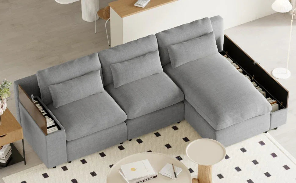 Sectional Sofa Modular With Removable Back Cushions Gray - Furniture Home Direct
