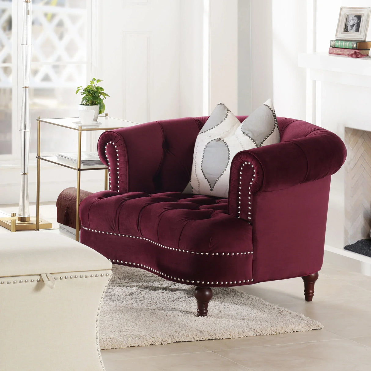 La Rosa - Victorian Tufted Upholstered Accent Chair - Furniture Home Direct