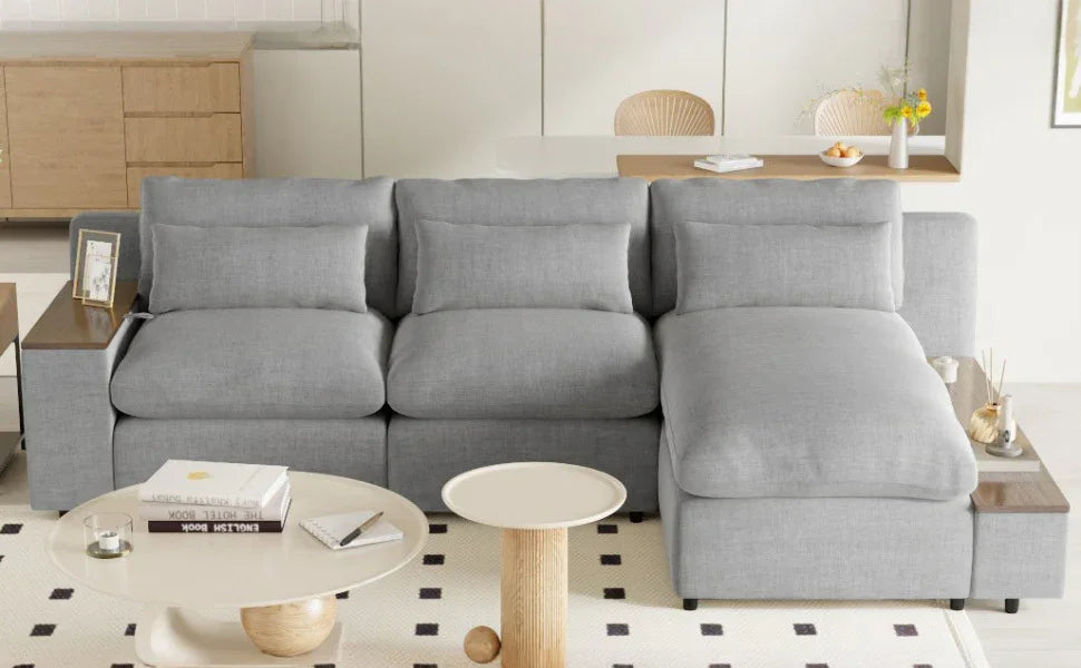 Sectional Sofa Modular With Removable Back Cushions Gray - Furniture Home Direct