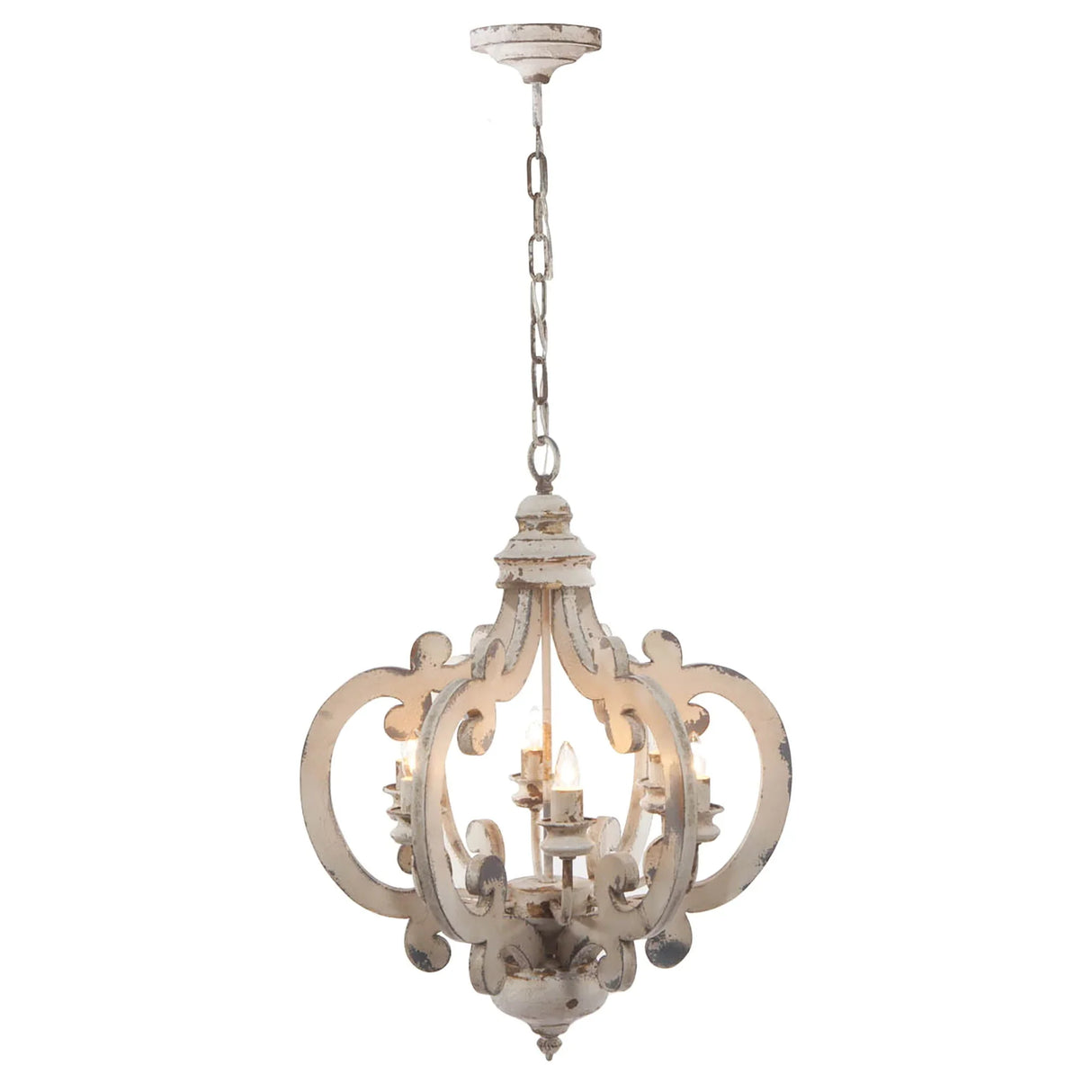 Farmhouse Chandelier, 6 Light Wood Chandelier Pendant Light Fixture With Adjustable Chain For Dining Room Living Room Entryway, Bulb Not Included - Furniture Home Direct