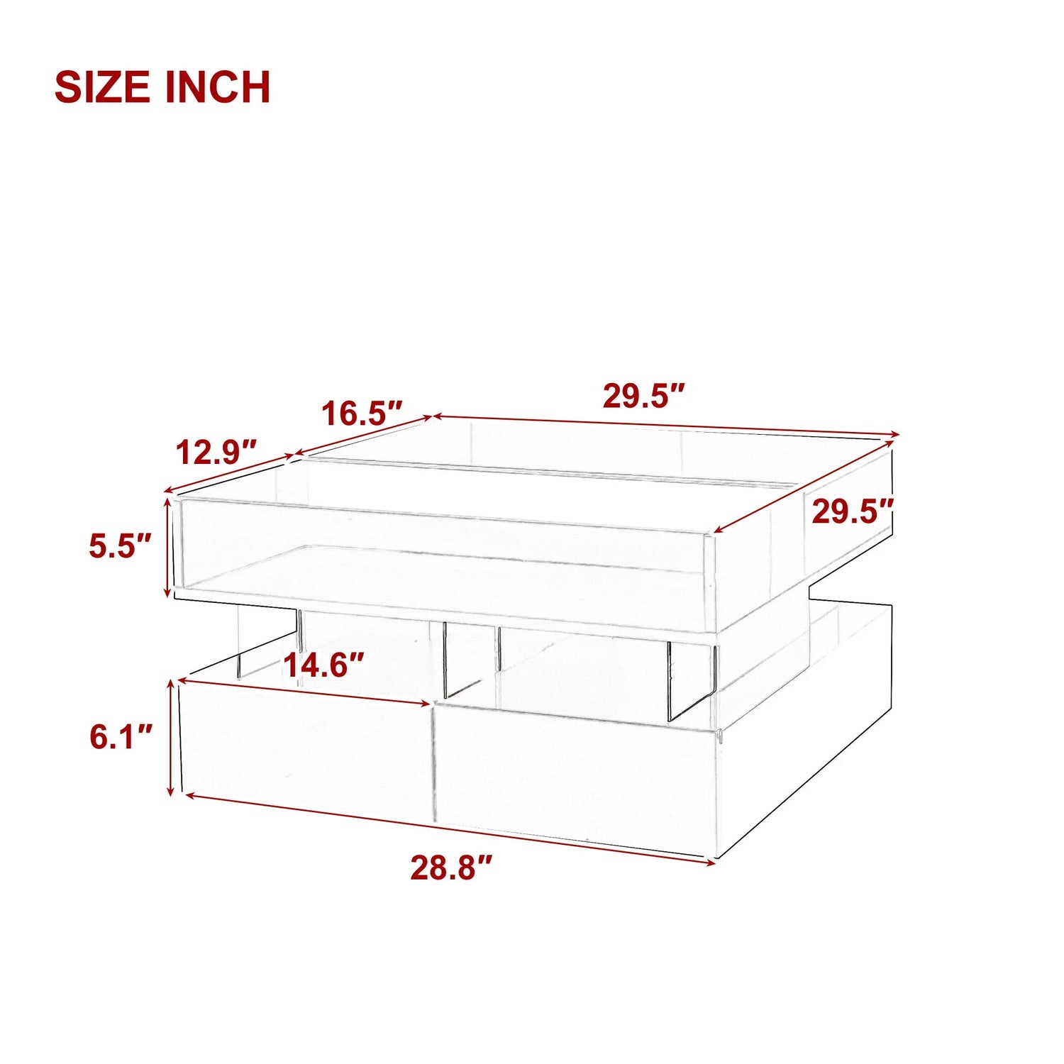 Lift Top Coffee Table With 2 Drawers, Hidden Space And LED Lights For Living Room - Furniture Home Direct