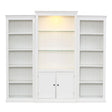 Retro Style 3 Piece Bookcase Display Cabinet With Adjustable LED Lighting, Tempered Glass Shelves - White - Furniture Home Direct