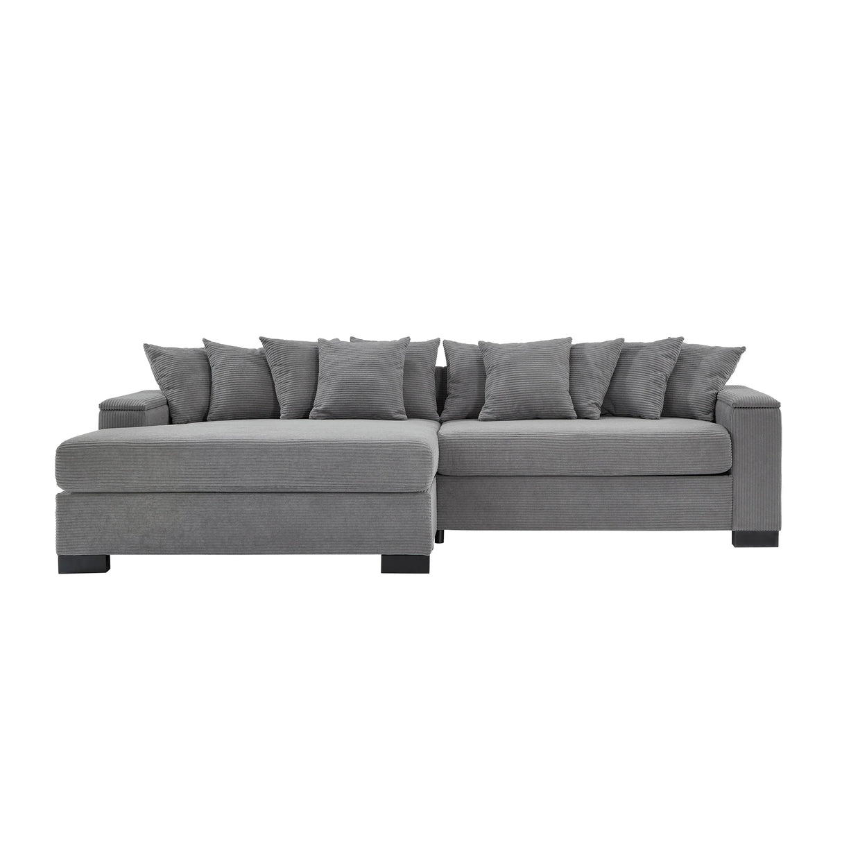111 Inch Luxury Sectional With Convertible Chaise Grey - Furniture Home Direct