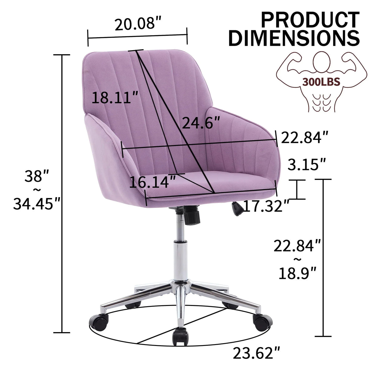 Adjustable Ergonomic Office Chair, Swivel Backrest Seat - Furniture Home Direct