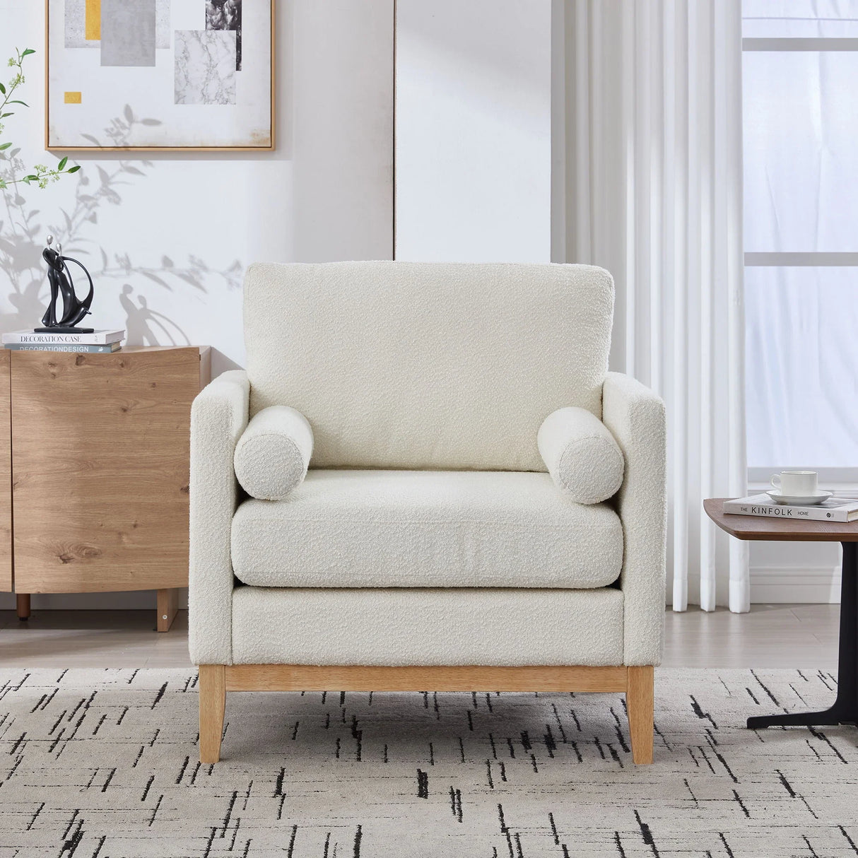 Wide Modern Performance Accent Chair With Natural Legs - Furniture Home Direct