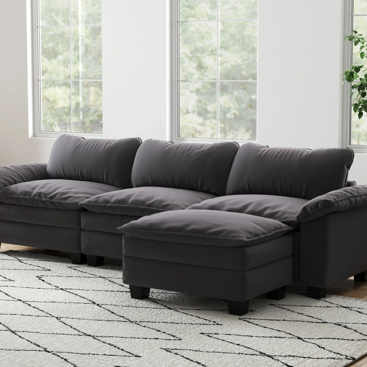 Living Room Bundle - Sectional + Rug + Accent Tables - Furniture Home Direct