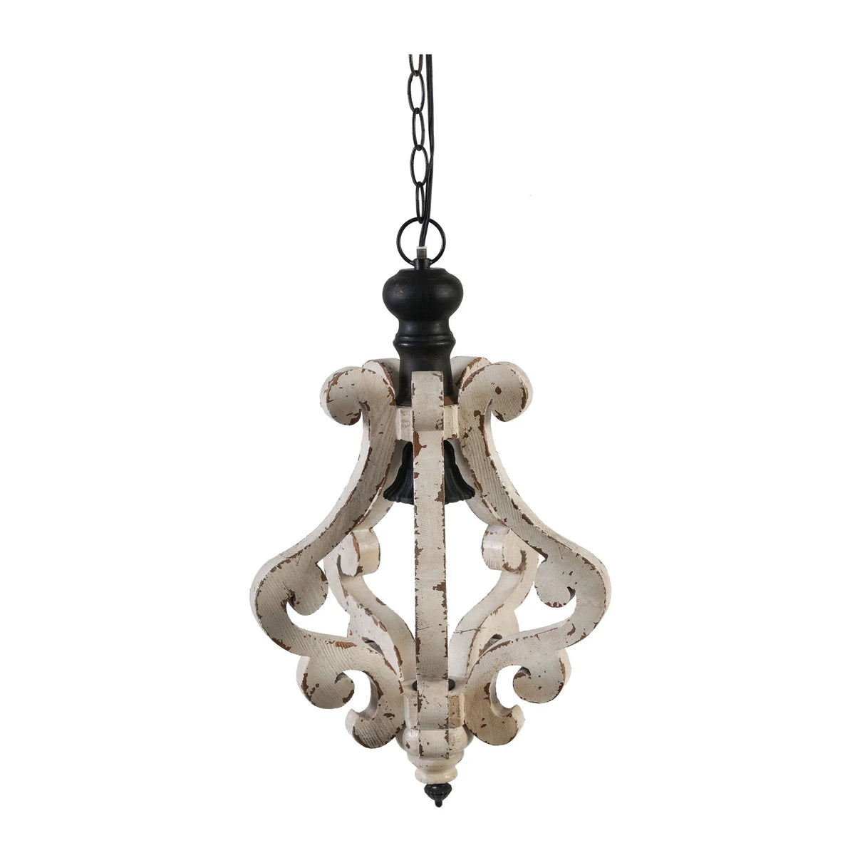 Farmhouse Chandeliar Distressed Pendant French Country Wood Chandelier For Living Room Foyer, Bulb Not Included - Antique Cream - Furniture Home Direct