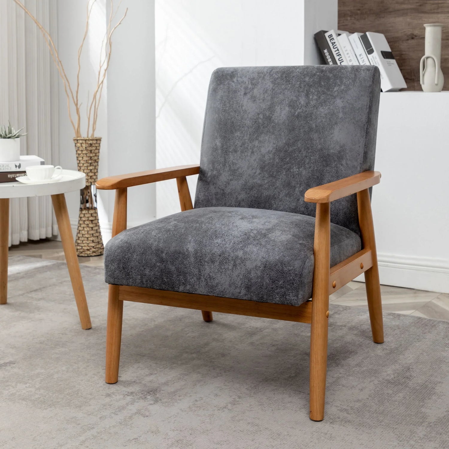 Wide Classic Mid-Century Modern Arm Chair - Furniture Home Direct